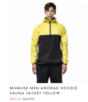 MUMUSK MEN ANORAK HOODIE SAUNA JACKET YELLOW