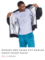 MUMUSK MEN SAUNA SUIT RAGLAN SLEEVE JACKET BLACK