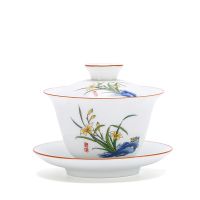 Factory Supply 200ml Porcelain Gaiwan (covered Bowl) For Chinese Kung Fu Tea