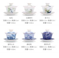 Factory Supply 200ml Porcelain Gaiwan (covered Bowl) For Chinese Kung Fu Tea