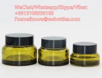 Wholesale inclined shoulder pickles green glass cosmetic bottles cream packaging glass bottles