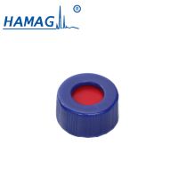 Blue open-topped polypropylene cap and white PTFE/red Silicone septa