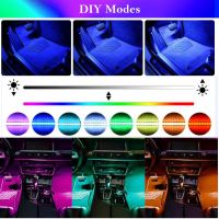  Car Led Lights Interior 4 Pcs 48 Led Strip Light For Car With Usb Port App Control For Iphone Android Smart Phone Infinite Diy Colors Music Microphone Control