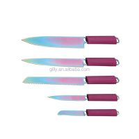 Hot Selling Happy Chef Multifuction Titanium Coating Luxury Kitchen Knife Set with Silicone Handle Cutlery