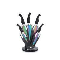 Happy Chef 6pcs Titanium Coating Kitchen Knife Set with Acrylic Stand Promotion Gift