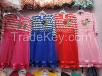 Embrodiery Lace Equin Tops Tulle Flower Girls Dress for Girls