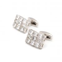 Silver Rhinestone Cufflinks Wedding Cufflinks