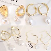 Cross border retro imitation natural fresh water simple pearl shaped earrings Baroque Pearl Earrings female Pearl Earrings