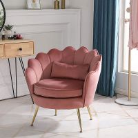 High Quality Luxury Solid Wood Velvet Fabric Metal Leg Design Cushion Seat Hotel Coffee Leisure Chair for Living Room Furniture