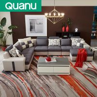 Quanu 102117 Modern fabric u shape couch living room sofa set furniture designs