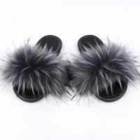 Fashion Faux Fox Fur Slippers For Lady