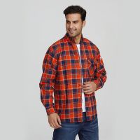 Men cotton workwear plaid lightweight boxy long sleeve button up quarter uniform saftey work welding fr shirts