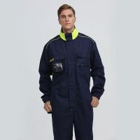 Wholesale Mens 100% Cotton Blue Working Frc Flame Retardant Mining Fireproof Industrial Workwear Coverall