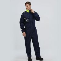 Wholesale Mens 100% Cotton Blue Working Frc Flame Retardant Mining Fireproof Industrial Workwear Coverall