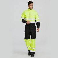 Wholesale Mens Hi Vis Workwear Flame Retardant Reflective Industrial Mining Fireproof Working Coverall