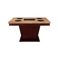 Commercial Wooden Desktop Hot Pot Grill Dining Table Restaurant Shabu Shabu Dining Table