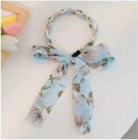 Summer Thin Floral Braided Headband With Bowknot