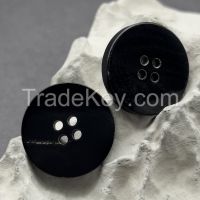 Double Flat surface natural buffalo black horn button