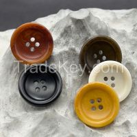 4hole raised round rim natural corozo buttons in multiple colors (DTM  offered)