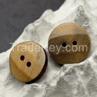 2 hole burnt natural buffalo button vintage style brown back