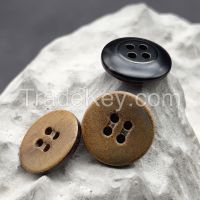 2 hole burnt anchor natural buffalo button vintage style