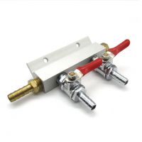 Aluminum 2 Way CO2 Distribution Manifold with Barb Check Valve for Beer Air Distributor Homebrewing