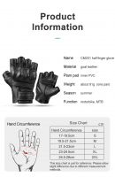 INBIKE Men Sport Anti Skid Gloves Hook and Loop Strip Goat Leather Half Finger Bike Riding Motorcycle Gloves CM201