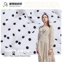 stock Polyester Spandex Satin dot printed woven dress clothing fabric for garment skirt shirt apparel