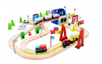 Educational Wooden Train Set with Electric Train Locomotive and Beech Wood Railway Track