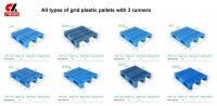Grid plastic pallet with 3 runners