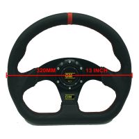 JDM Universal OM D-Shape Steering Wheel Modified Racing 13Inch 320mm Leather Flat Drift Car Rally Sport Simulated Game With Logo