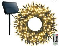 Ollny Solar Fairy Lights Outdoor Garden - 300 LED 98FT Warm White &amp;amp; Multi Colour String Lights - 11 Modes Waterproof Solar Lights with Remote for Patio, Yard, Home, Gate, Fence, Trees Decorations