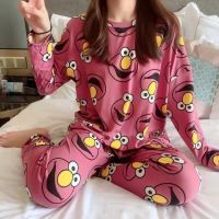 Spring Pajamas Women&#039;s Long-sleeved Two-piece Set of Milk Silk Thin Section Breathable Student Home Clothes Sleepwear Women Set