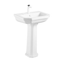 Bathroom modern design rectangle white ceramic lavatory freestanding pedestal sink