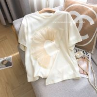 Apricot short-sleeved T-shirt women's summer haute design sense niche