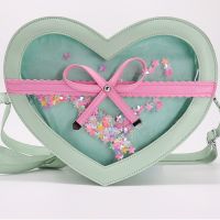 Ins Popular Custom ITA Bag heart Shape Shoulder Bag With Pin Insert Clear Window Backpack