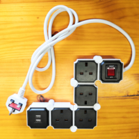 Multiple socket-outlet with USB power / GR/FR/UK/DK type