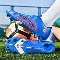 PU Surface TPU Sole Soccer Shoes Spikes Youth Student Training Competition Shoes(Blue)