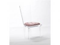 acrylic side chair with fabric cushion