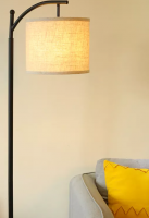 metal floor lamp with hanging lampshade