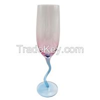 Curved Blue Stem Vintage Wine Glasses