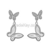 Pearl Shell Double Butterfly Earrings