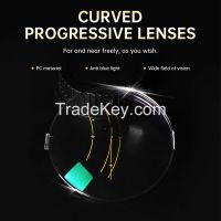 Curved progressive reading glasses