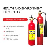 Portable carbon dioxide fire extinguishers for extinguishing flammable liquids