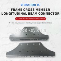 Frame rail and cross member connecting plate support customization