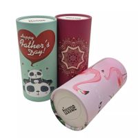 Colorful Paper Round Gift Box Facail Tissue With Print 