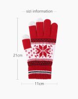 Touch screen gloves in autumn and winter Men's and women's split finger plush thickened knitted protective gloves