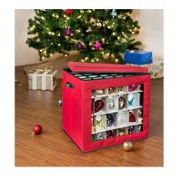 48-Cube Ornament Storage Container, Red Storage Box, Storage Bins