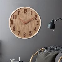 Light Brown Wall Clock Simple Wooden Clock Stand in Northern Europe