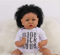 55cm dark black reborn  doll